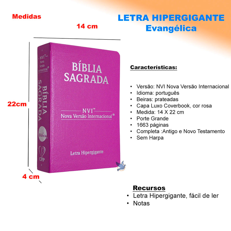 Bíblia NVI -Letra Hipergigante - Capa Luxo Capa | rosa