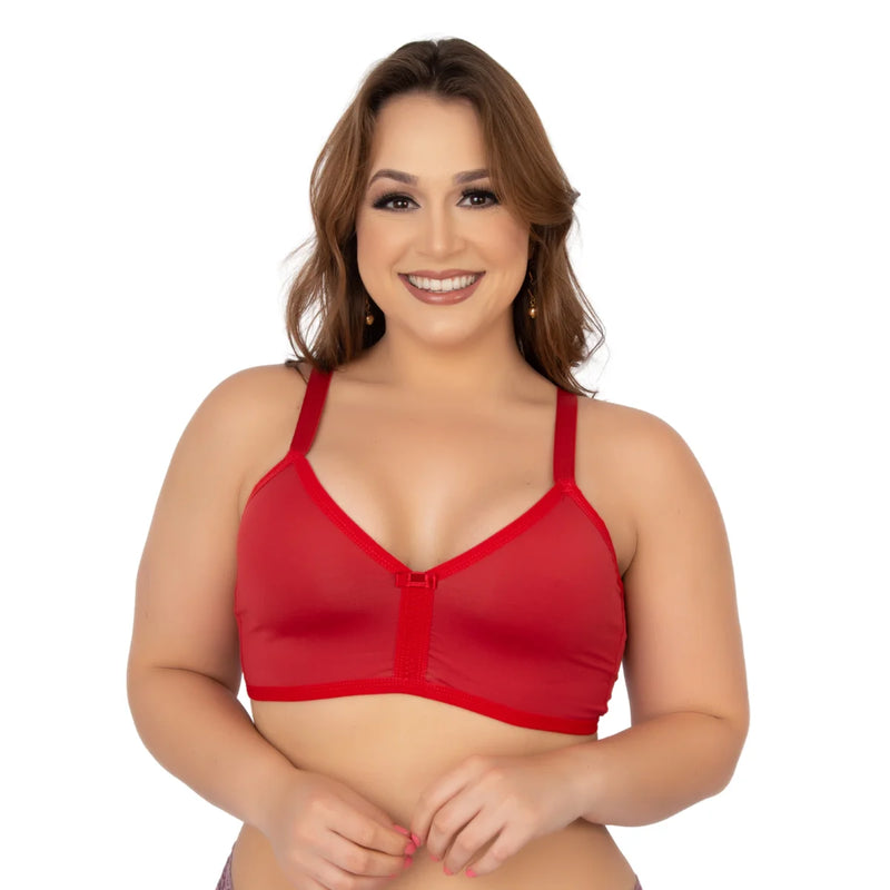 Sutiã Plus Size Poliamida Sem Bojo Alça Reforçada Fecho Traseiro Lingerie Yog