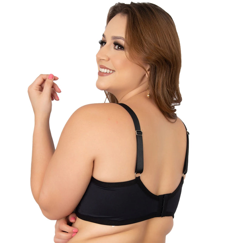 Sutiã Plus Size Poliamida Sem Bojo Alça Reforçada Fecho Traseiro Lingerie Yog