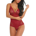 Body Lingerie Sensual de Renda Costas Abertas Transparente