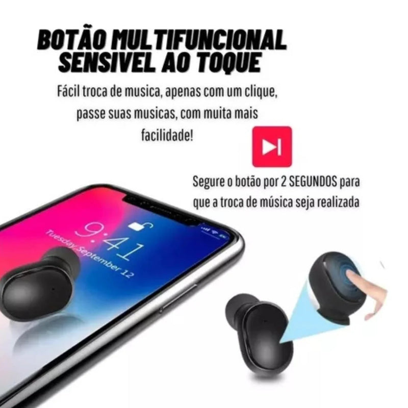 Fone de ouvido Bluetooth Dual Led 5.0 Airdots Air Wireless-Preto