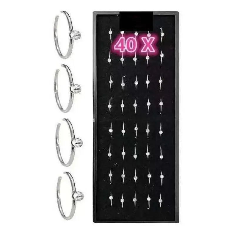 Kit com 40 piercing de nariz cristal reto aço inox atacado moda topo oferta