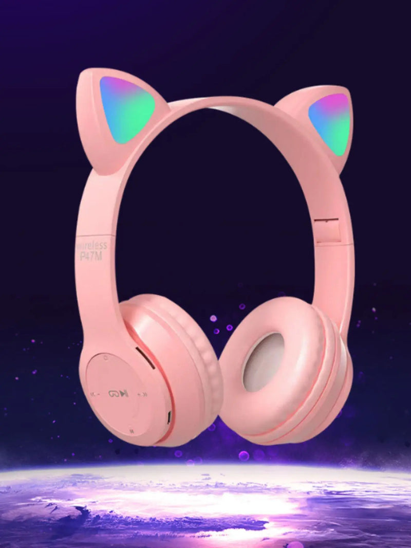 Fone De Ouvido HeadFone Sem Fio orelha de gatinho com bluetooth Rgb-p47m