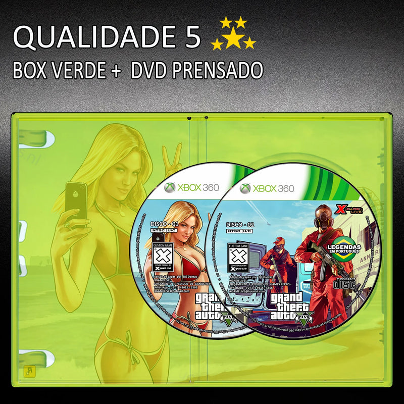 Jogo GTA V-Português-XBOX 360 Lt 3.0 Ltu -&nbsp; DVD Patch Reprodução