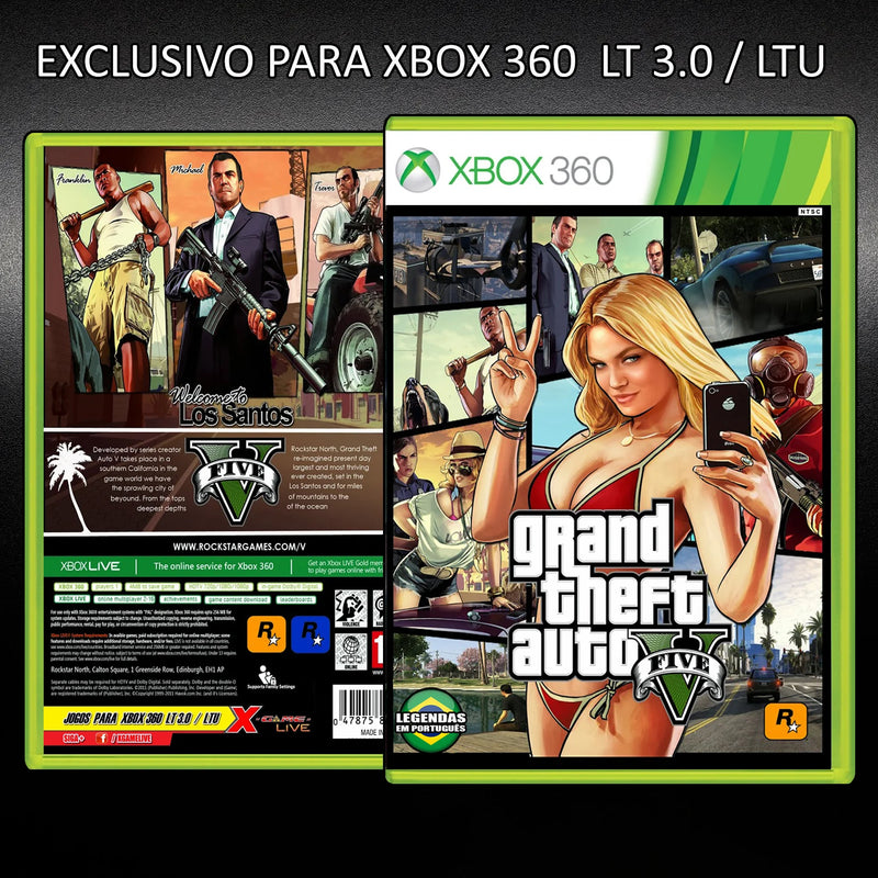 Jogo GTA V-Português-XBOX 360 Lt 3.0 Ltu -&nbsp; DVD Patch Reprodução