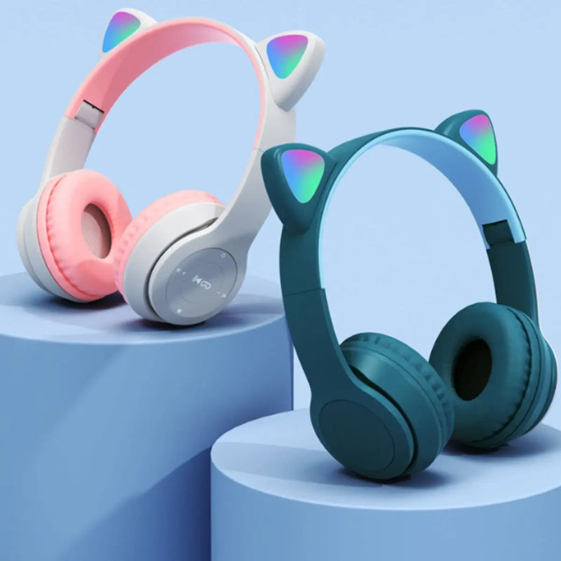 Fone De Ouvido HeadFone Sem Fio orelha de gatinho com bluetooth Rgb-p47m