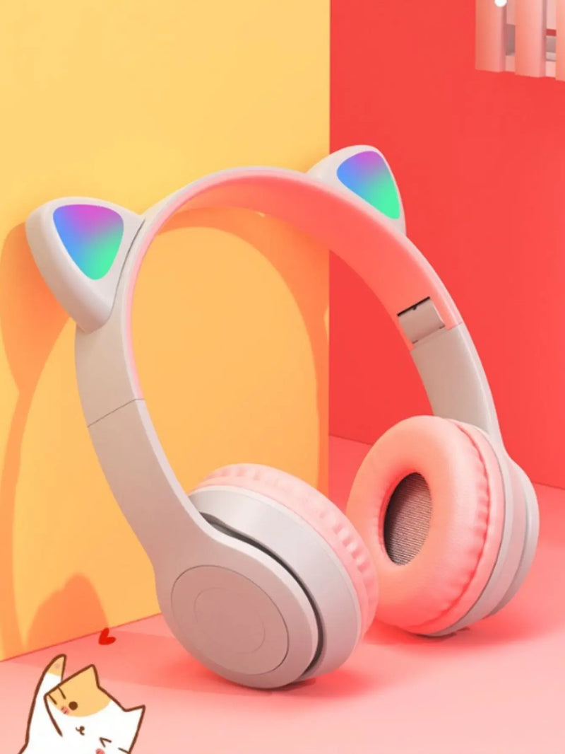 Fone De Ouvido HeadFone Sem Fio orelha de gatinho com bluetooth Rgb-p47m