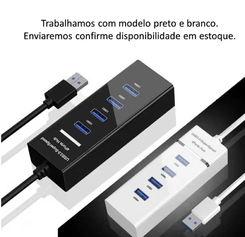 Hub Usb 3.0 4 portas Expansor Rápido 5 Gbps Alta Velocidade Alta Resistência