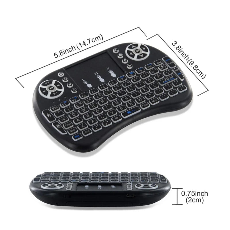 Mini Teclado sem fio com Led para Xbox 360 Alfa Mini USB PS3 Iluminado Touchpad Smart TV e PC