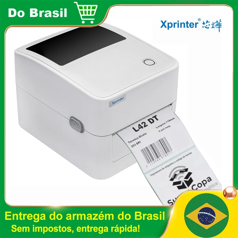 Impressora térmica de etiquetas Xprinter de 4 polegada, etiquetas de remessa e de código de barras Xp-410B Impressão USB 25-115 mm