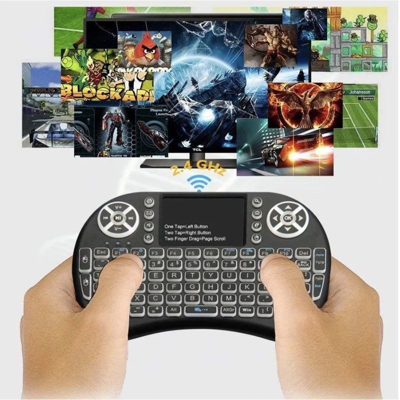 Mini Teclado sem fio com Led para Xbox 360 Alfa Mini USB PS3 Iluminado Touchpad Smart TV e PC