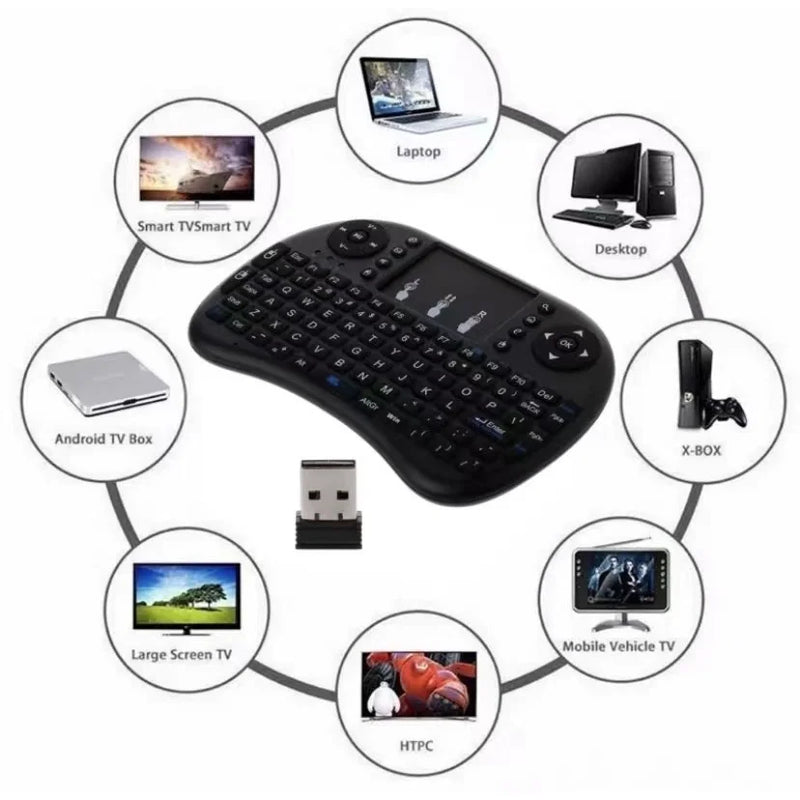 Mini Teclado sem fio com Led para Xbox 360 Alfa Mini USB PS3 Iluminado Touchpad Smart TV e PC