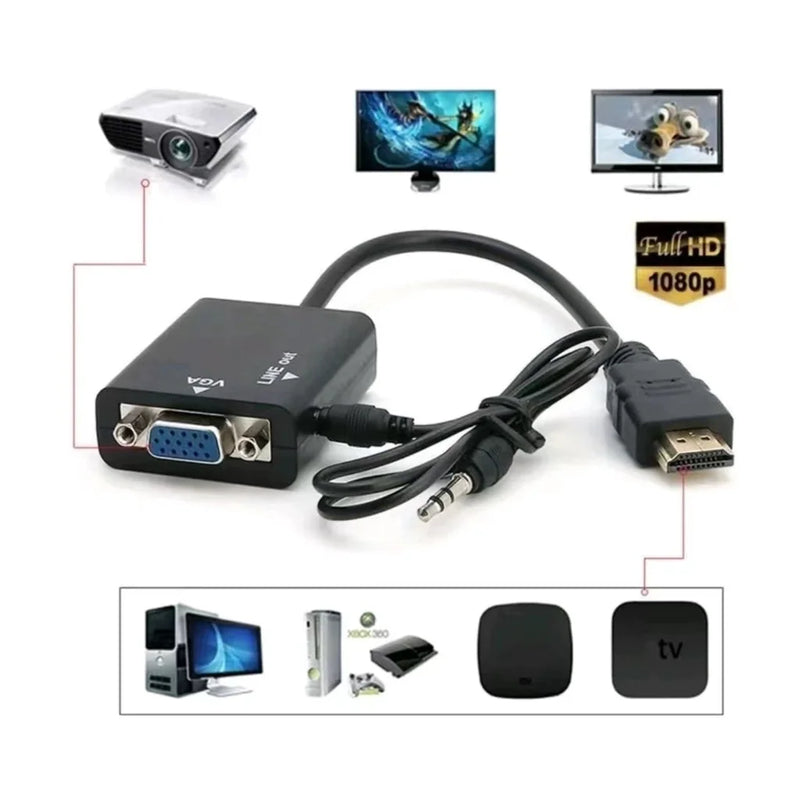 Cabo Adaptador Conversor HDMI para VGA Com Saída P2 De Áudio marca Alfa