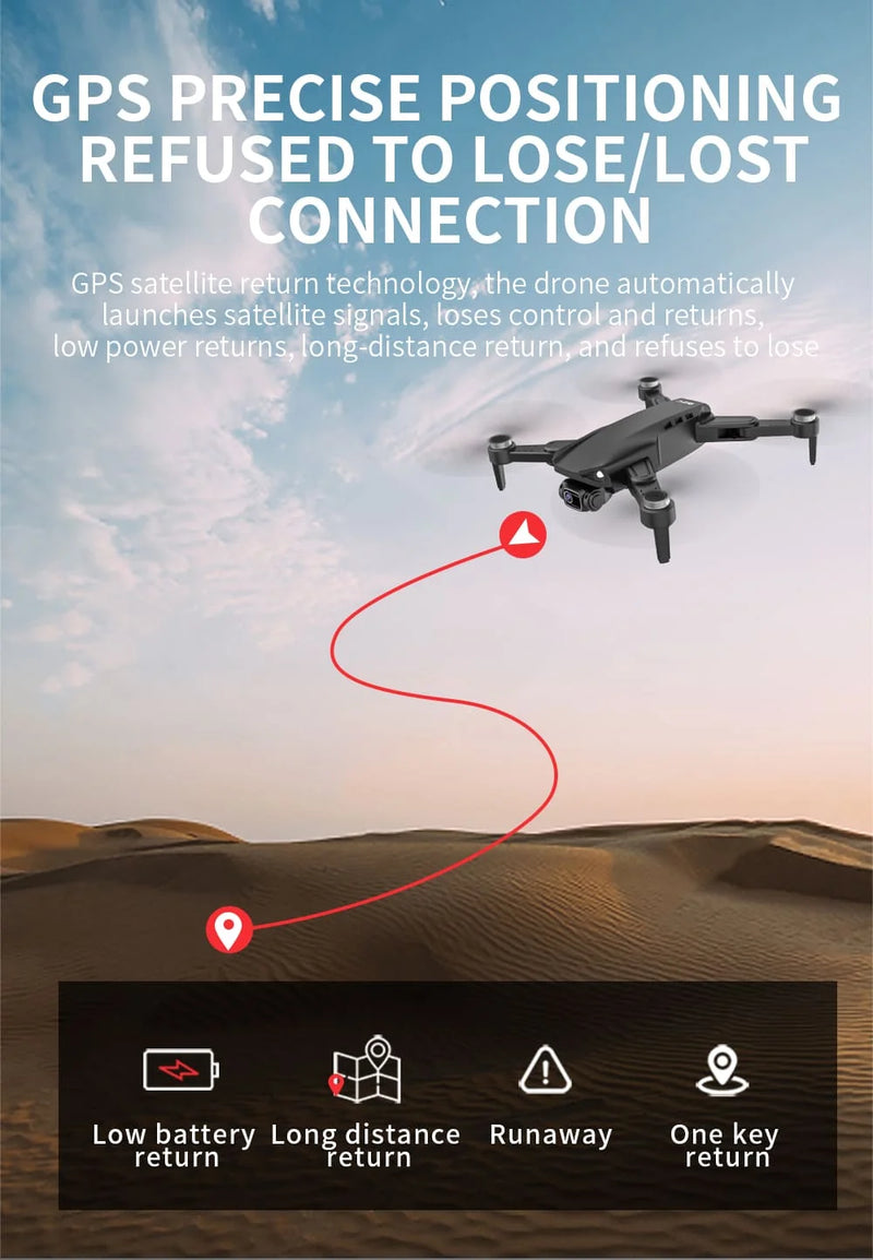 Drone L900 PRO SE HD 4K GPS Estável Câmera Dupla Ultra Wi-Fi 5 Ghz App 1.2Km Botão de Retorno Drone + Bateria de 25m