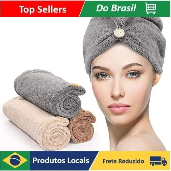 Toalha De Cabelo Banho Toalha Grossa Mágica Para Secar Cabelo De Microfibra Gro