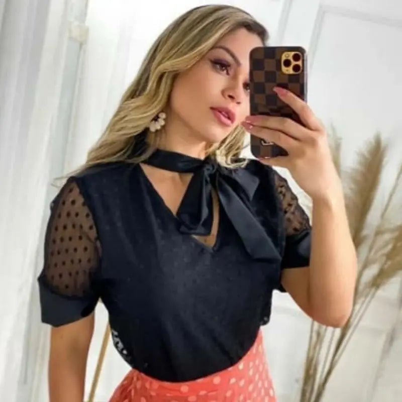 Blusa Feminina De Laço Em Tule Em Promoção