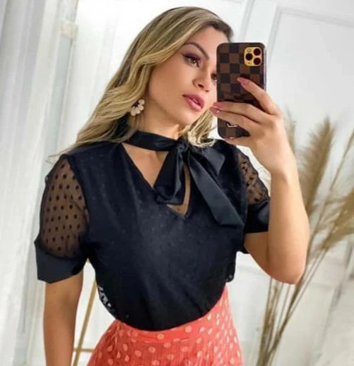 Blusa Feminina De Laço Em Tule Em Promoção