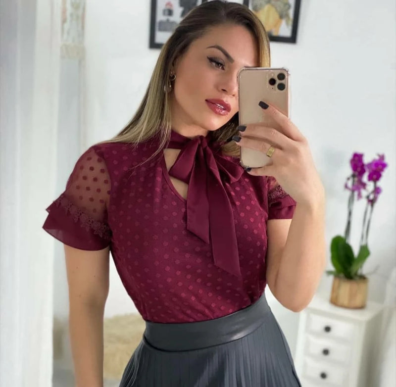 Blusa Feminina De Laço Em Tule Em Promoção