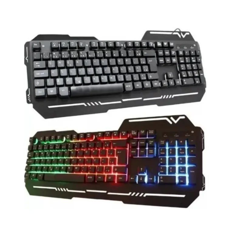 Teclado Gamer Semi-mecânico de metal com Led Colorido WB-539 Luuk Young