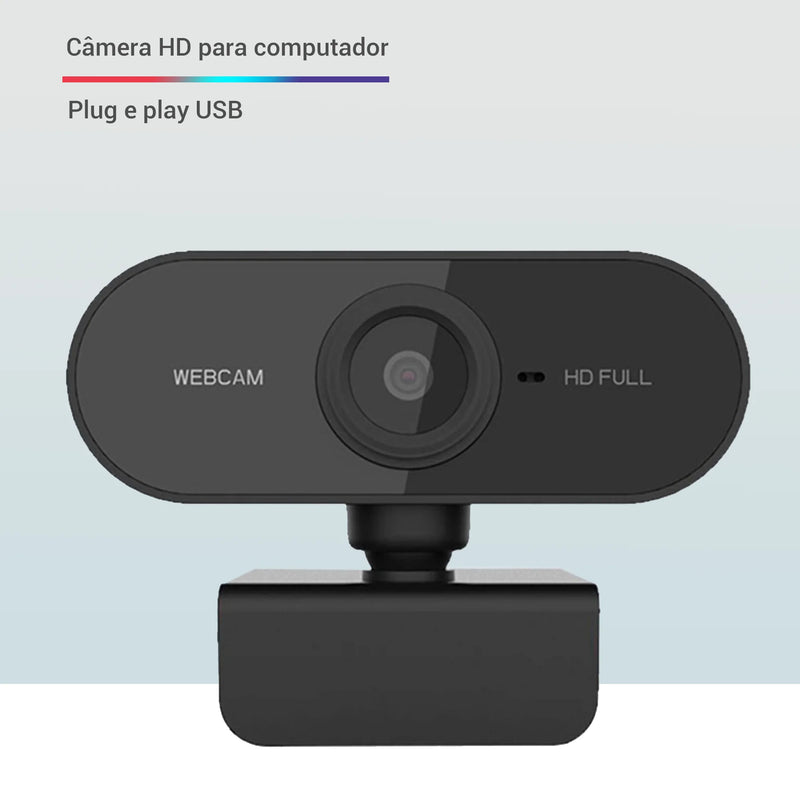 Webcam Full Hd 1080p Usb Mini Câmera Computador C/ Microfone Articulada Para Lives e videos