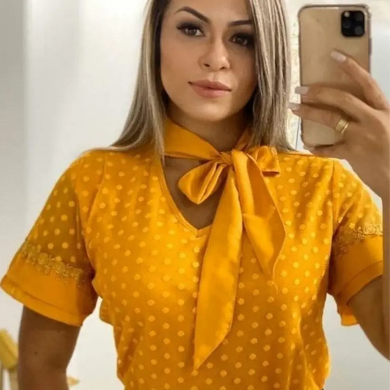 Blusa Feminina De Laço Em Tule Em Promoção