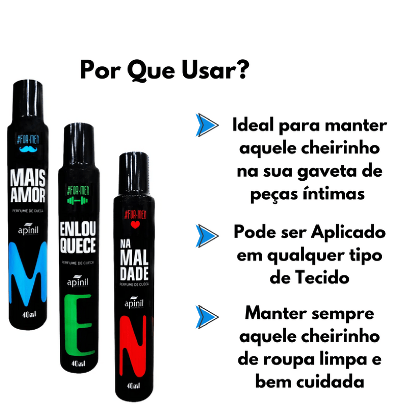 KIT 3 unidades - Perfume de cueca higiene HOMEM 40ml (5292)