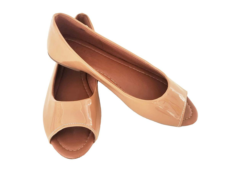 Peep Toe Bege Nude Verniz Maça Attos Sapatos Feminino (PEEPNUDMAC)