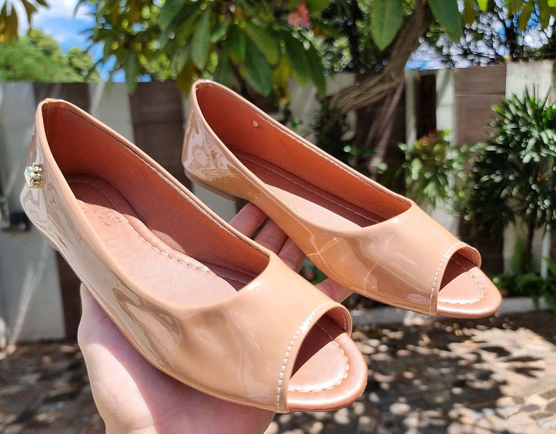 Peep Toe Bege Nude Verniz Maça Attos Sapatos Feminino (PEEPNUDMAC)