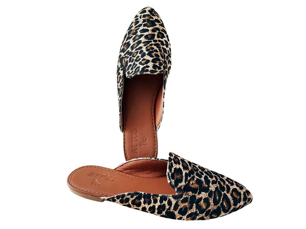 Mule Onça Animal Print Feminino Bico Fino Linha Gold (MULONC)