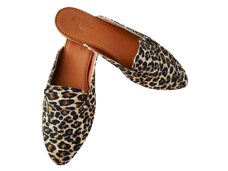 Mule Onça Animal Print Feminino Bico Fino Linha Gold (MULONC)