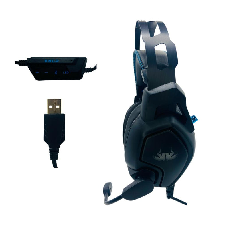 Fone De Ouvido Knup Com Microfone Headset Gamer LED RGB 487 (FONKP487)