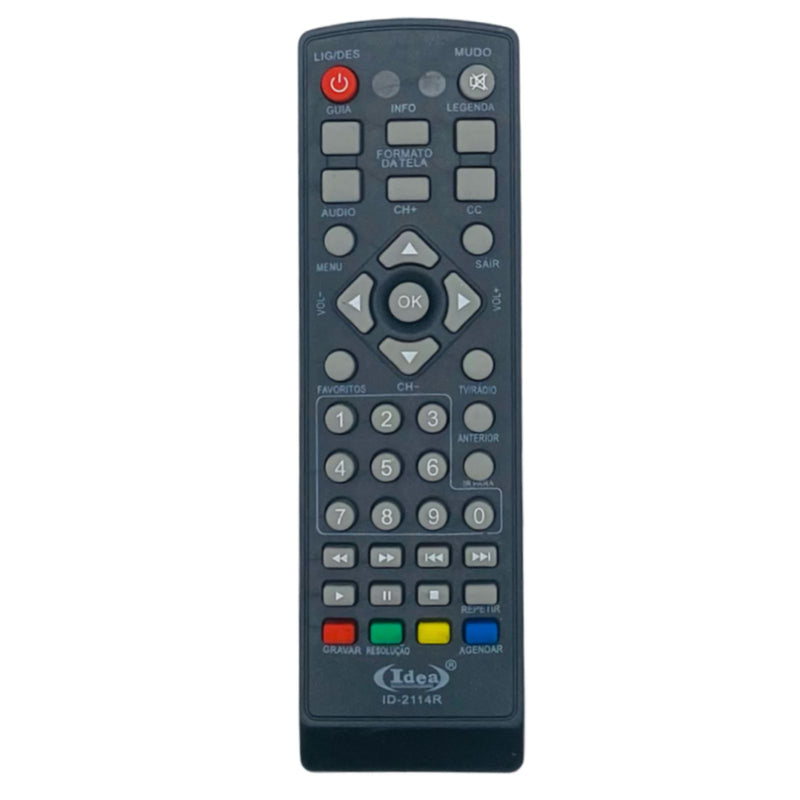 Controle Remoto Compatível Receptor TV Aquário Marca Idea (CONTROLID211434R)