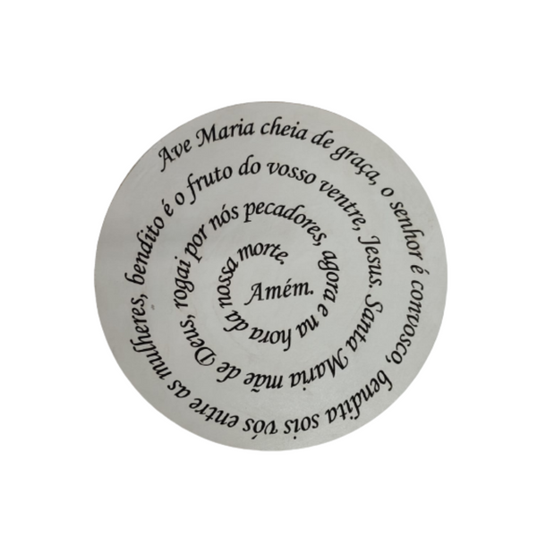 oração ave maria mandala 30 cm gravada mdf 3mm branco (07328)