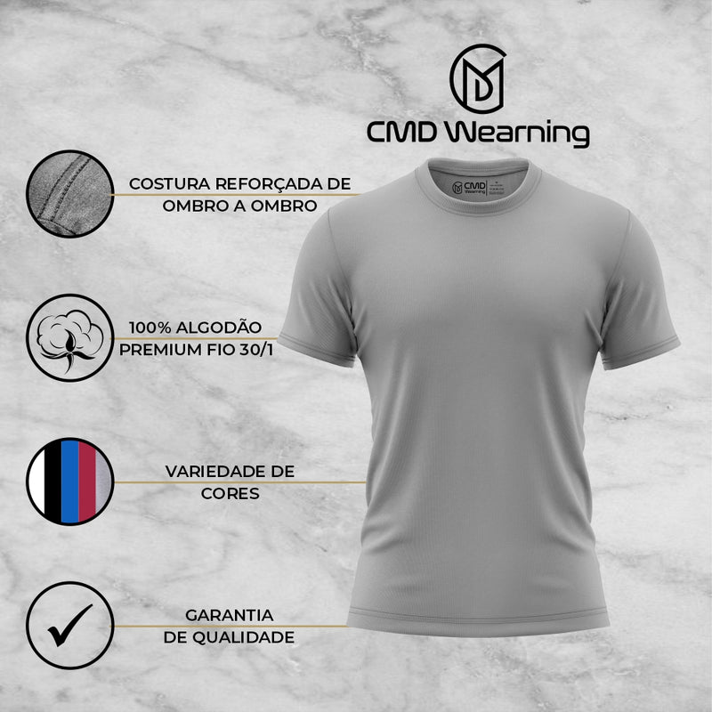 Camiseta Masculina Camisa Lisa 100% Algodão Premium Fio 30.1 (CMD005CME mmhh)