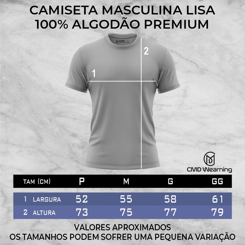 Camiseta Masculina Camisa Lisa 100% Algodão Premium Fio 30.1 (CMD005CME mmhh)