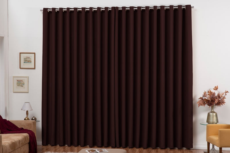 Cortina Blackout Tecido 2,80x1,80 Para Varão Simples Cor:Marrom-escuro (BT2V051