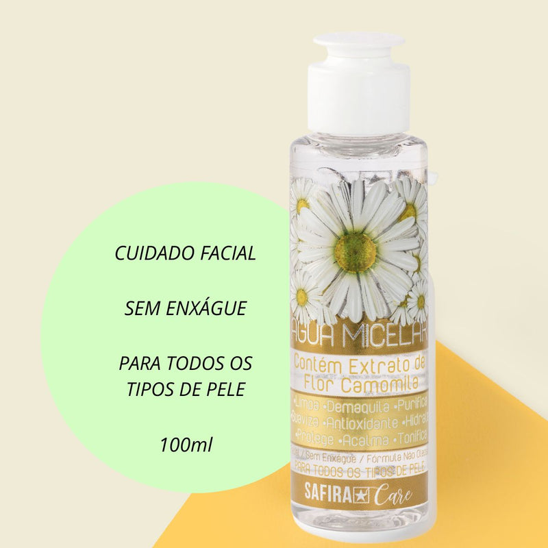 Kit 3 Águas Micelares 100ml C/ Extrato Camomila Safira Care Tipo de Pele:Todos