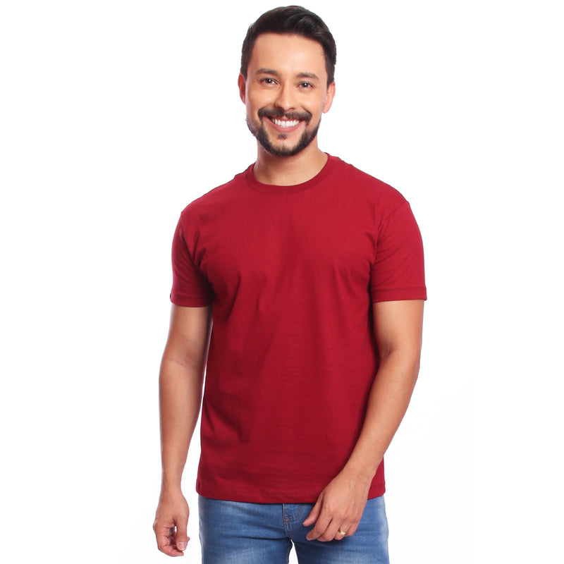 Camiseta Masculina Camisa Lisa 100% Algodão Premium Fio 30.1 Tamanho:M;COR:VINH mmhh