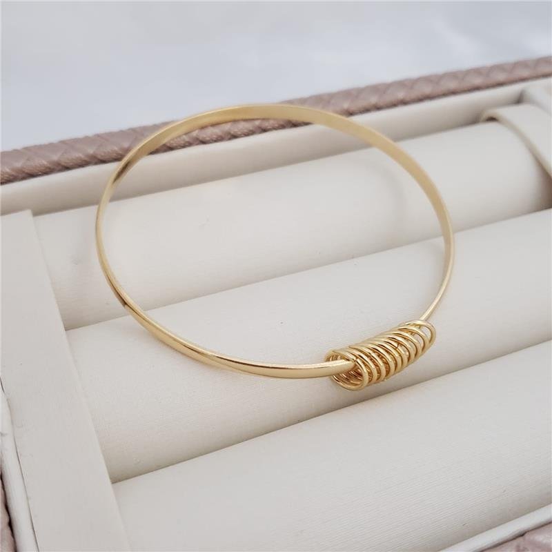 PULSEIRA BRACELETE ARGOLA LISA BANHADA A OURO (03010339)