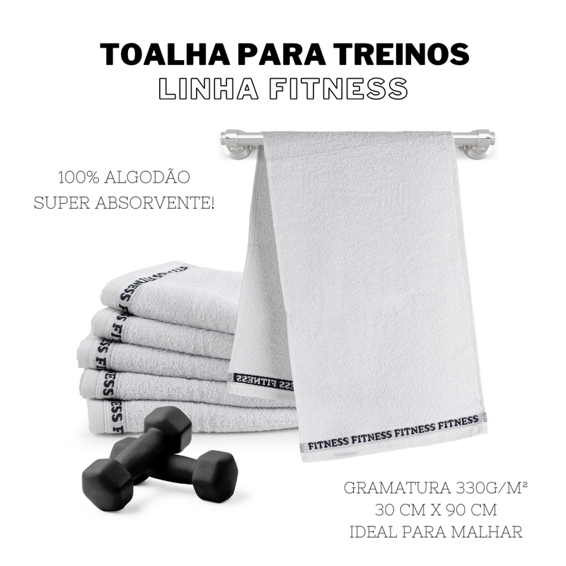 KIT TOALHA FITNESS 6 PEÇAS - Cor:Branco (800FITNESS100)