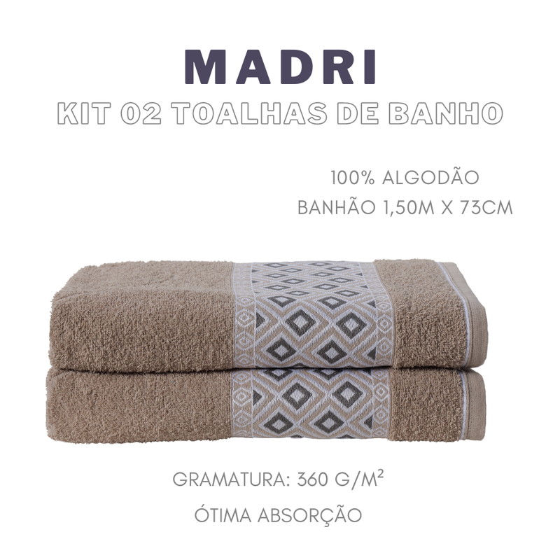 KIT 04 TOALHAS MADRI BLUMEN - Cor:Bege (BLUD00239)