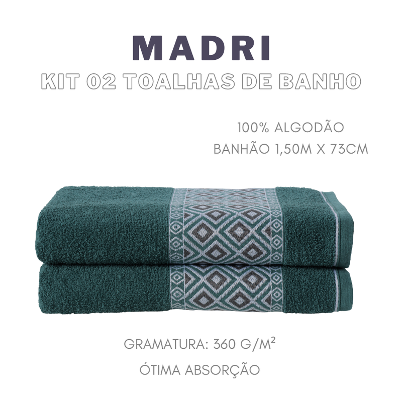 KIT 04 TOALHAS MADRI BLUMEN - Cor:Verde (BLUD00238)