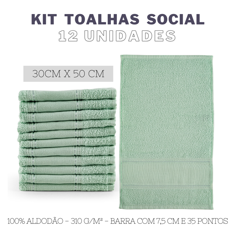 KIT 12 TOALHAS SOCIAL - Cor:Erva Doce (Verde Escuro) (800SOCIAL112)