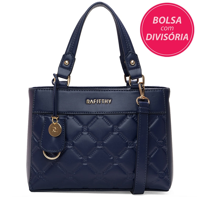 Bolsa Rafitthy com alça de mão e alça transversal, tiracolo COR:AZUL (28.2422