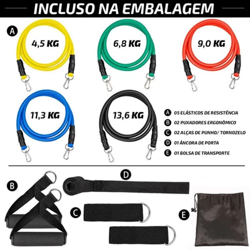 11 Peças/Conjunto Faixa de Resistência Elástica para Ginástica/Exercícios/Y