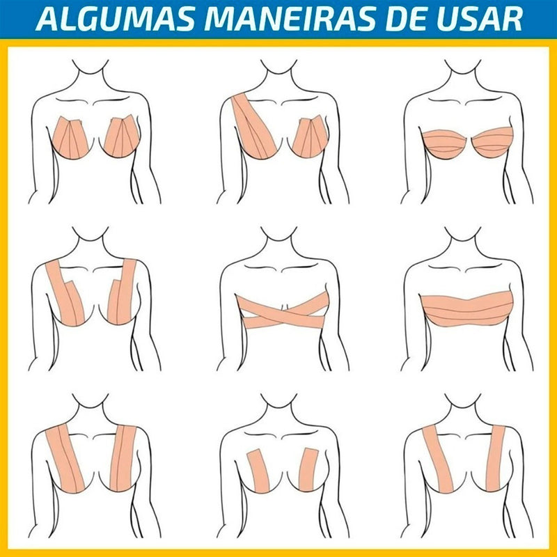 Levanta Peito Sutiã Adesivo Invisível Fita Seio Push Up BEGE (D25-TAMPASEIOS10