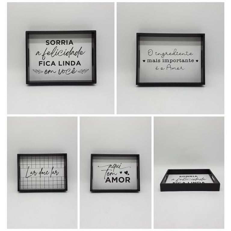 Bandeja Decorativa Para Servir Ou Cantinho Do Café Com Frases (052)