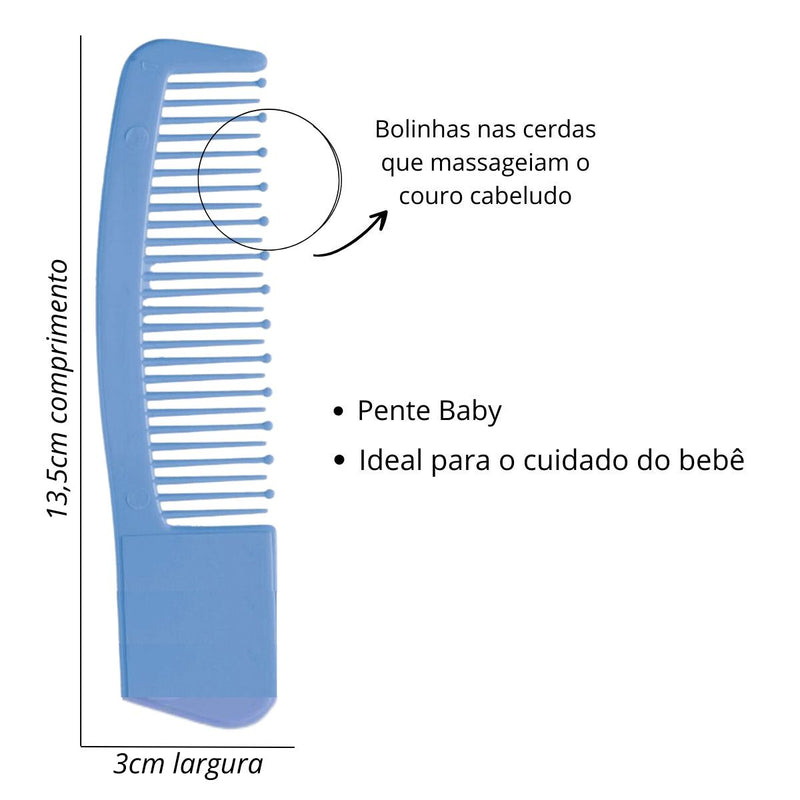 Kit Baby Cuidados Com 1 Escova E 1 Pente Infantil Marco Boni Cor:Azul (MB0612)