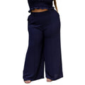 Calça feminina wide leg cos alto duna liso com bolsos elástico na cintura part