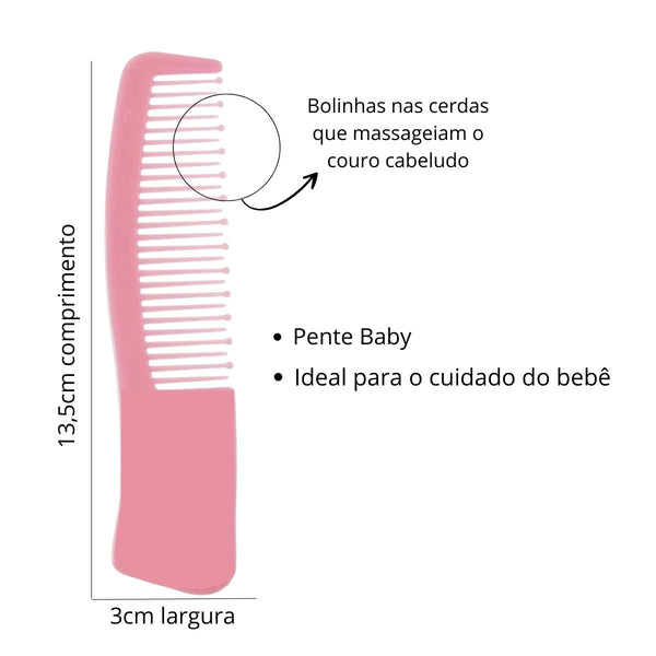 Pente De Cabelo Linha Baby Cuidados Do Bebê Marco Boni Cor:Rosa (MB1191R)